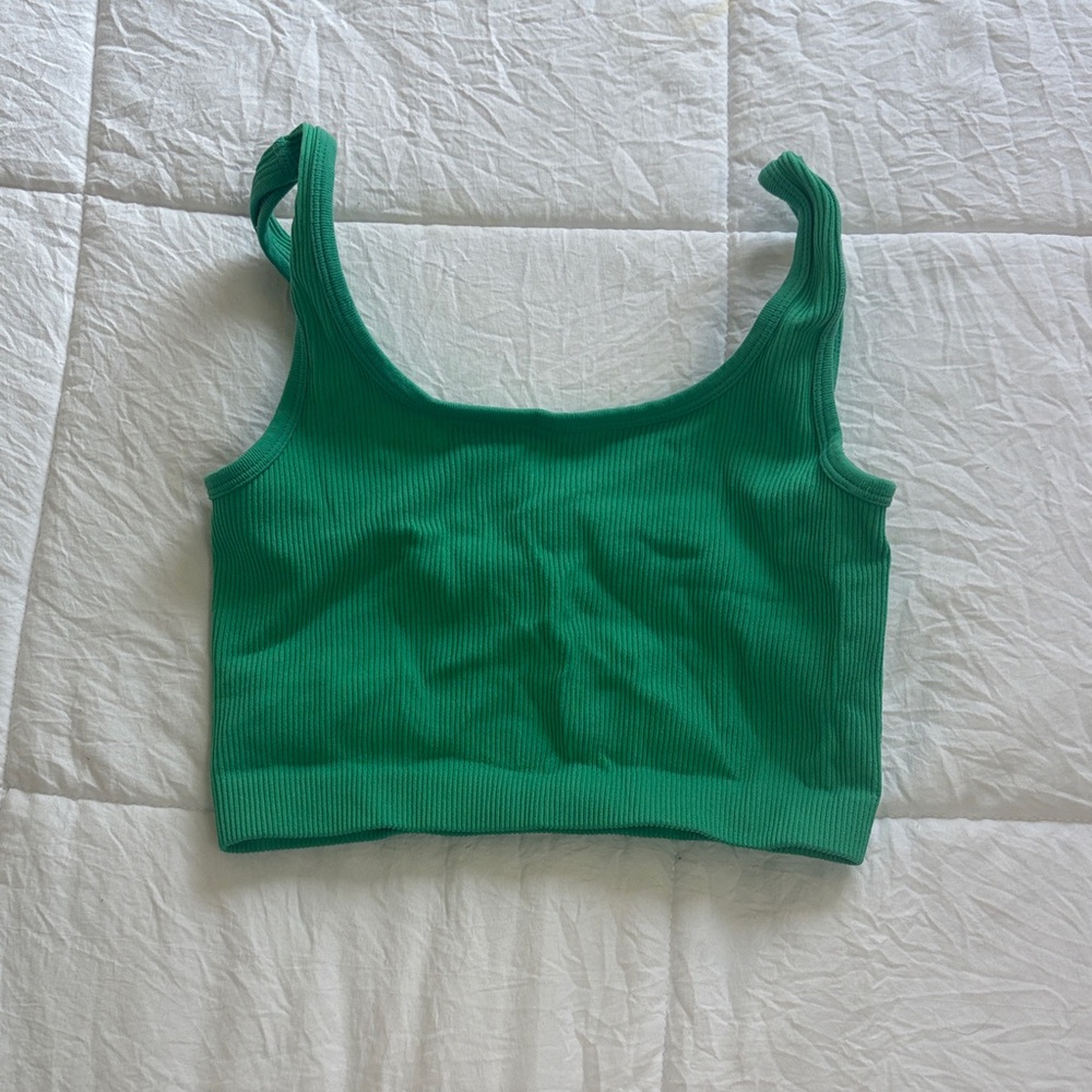Green Ribbed Women's Top